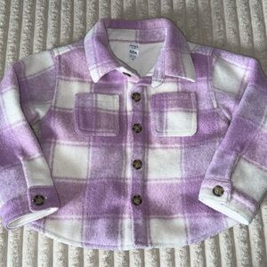 Kids Purple Plaid Button-Front Shacket